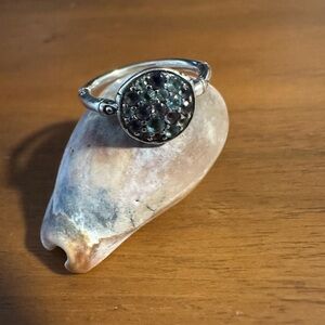 John Hardy Sterling Silver Ring with aquamarine and amethyst stones